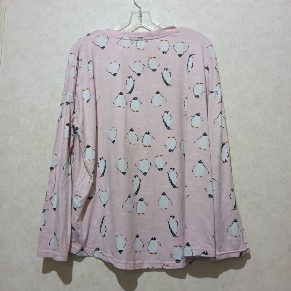 Pink Penguin Print Long Sleeve Shirt - Picture 5 of 7